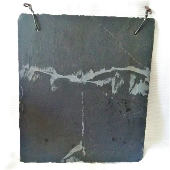 Welcome Sign Plaque Natural Stone Hand Painted Winter Snowman Slate Door Home - Picture 6 of 7